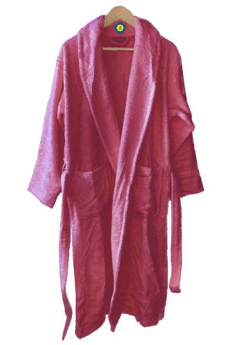 Peignoir en coton Bio, coloris framboise, Taille XL