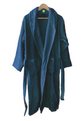 Peignoir en coton Bio, coloris bleu nuit, Taille XL