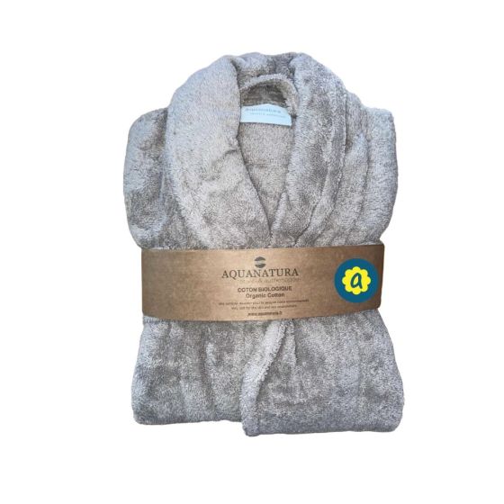 Peignoir en coton Bio, coloris gris, Taille XL Peignoir en coton Bio, coloris gris, Taille XL