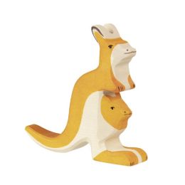 Figurine Holtztiger Kangourou avec petit