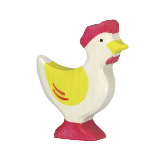 Figurine Holtztiger Poule debout - Jaune