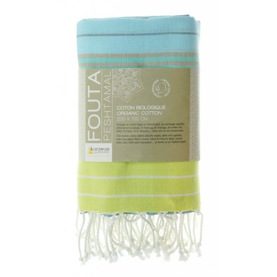 Fouta en coton biologique Sunny Lime 100 x 200cm Fouta en coton biologique Sunny Lime 100 x 200cm