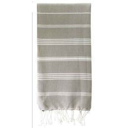 Fouta en coton biologique Blancettaupe 100 x 200cm