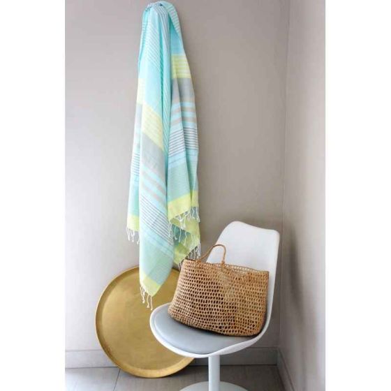 Fouta en coton biologique Sunny Lime 100 x 200cm