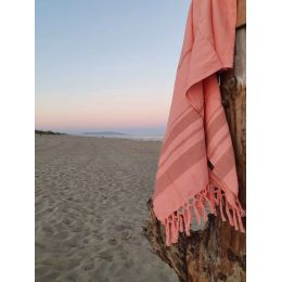 Fouta en coton biologique Coral - 90 x 160 cm