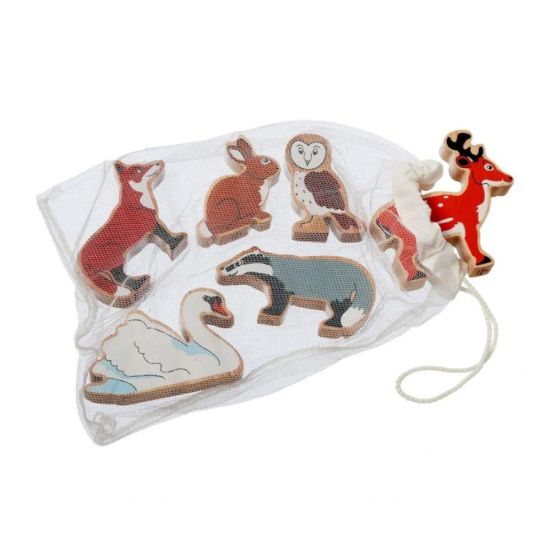 Sachet de 6 figurines en bois animaux de la campagne