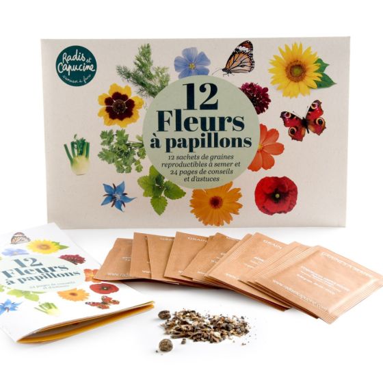 Enveloppe 12 sachets - Fleurs à papillons