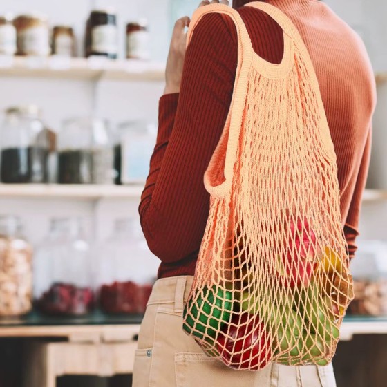 Filet à provision coton bio, coloris orange