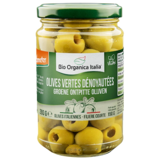 Olives vertes dénoyautées au naturel - 280g Olives vertes dénoyautées au naturel - 280g