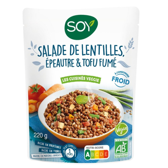 Salade lentille épeautre et tofu fumé les cuisines veggie - 220g Salade lentille épeautre et tofu fumé les cuisines veggie - 220g