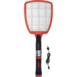 Raquette anti-insectes électrique rechargeable avec lampe USB