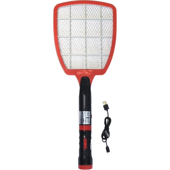 Raquette anti-insectes électrique rechargeable avec lampe USB