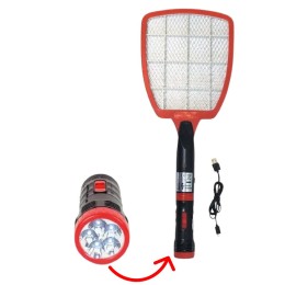 Raquette anti-insectes électrique rechargeable avec lampe USB
