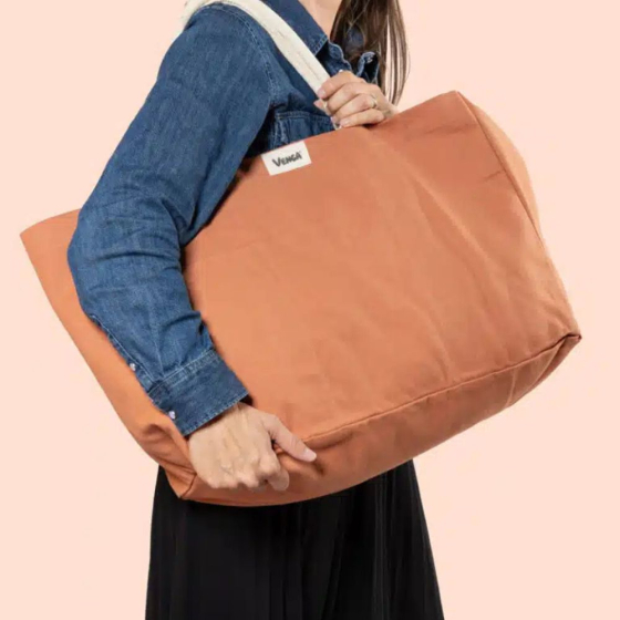 Grand sac cabas terracotta en coton bio