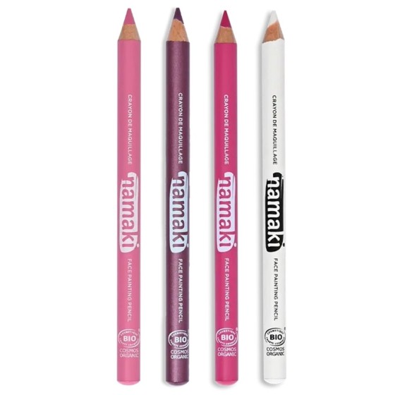 Kit 4 crayons de maquillage fins – Violet, Fuchsia, Rose, Blanc