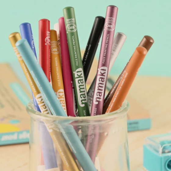 Kit 4 crayons de maquillage fins – Violet, Fuchsia, Rose, Blanc