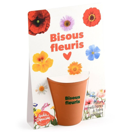 Carte message - Bisous fleuris - Mellifères