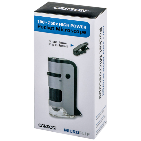 Microscope de poche LED MicroFlip 100x-250x avec adaptateur pour smartphone
