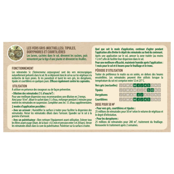 Nématodes SC anti vers gris et doryphores 25M - 50m²