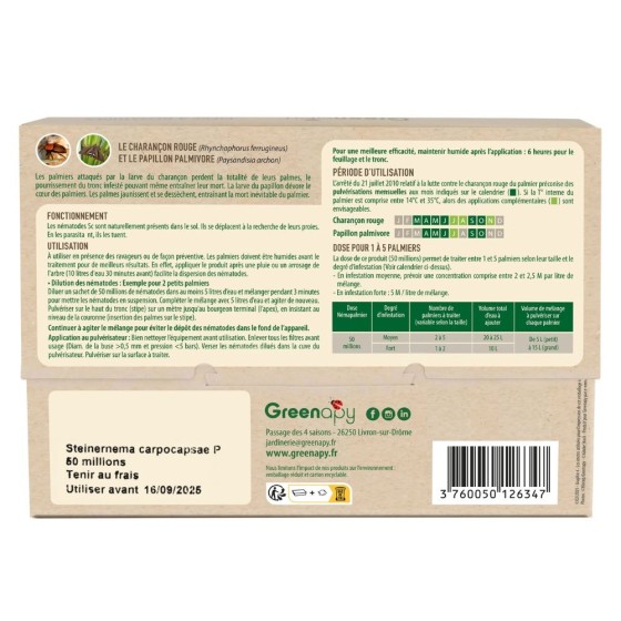 Nématodes SC anti charançon rouge du palmier 50M