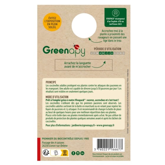 20 coccinelles adultes anti-pucerons - Coccifly