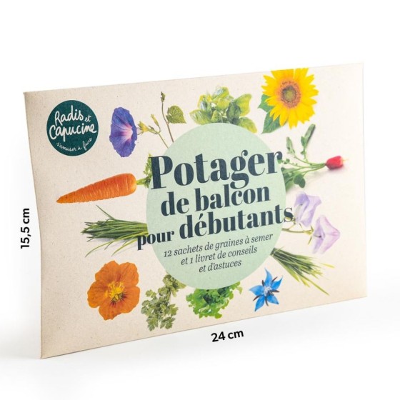 Enveloppe 12 sachets potager de balcon pour débutants