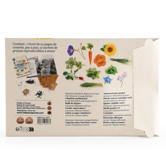 Enveloppe 12 sachets potager de balcon pour débutants