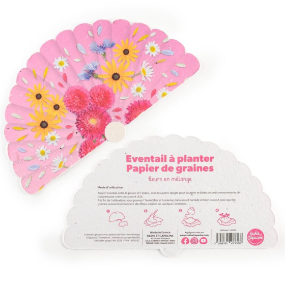 Eventail papier de graines - 21 x 12 cm