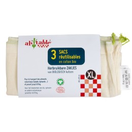 5 Sacs réutilisables fruits et légumes, en coton bio