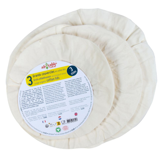 kit de 3 grands couvercles-charlottes en coton bio