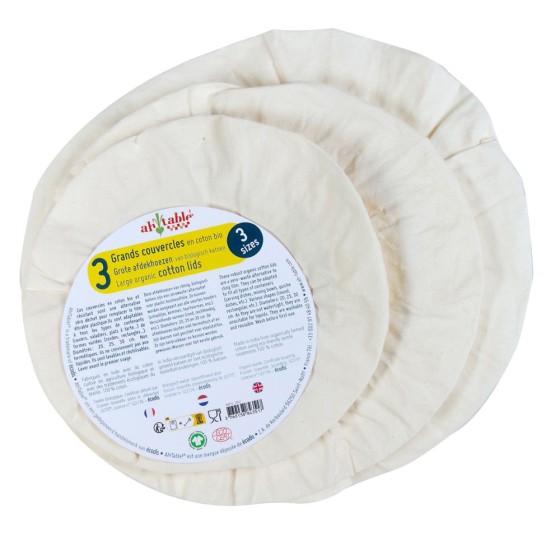 kit de 3 grands couvercles-charlottes en coton bio
