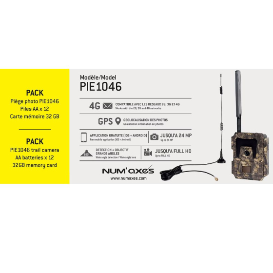 Pack 1 piège photographique cellulaire PIE1046 + 12 piles AA + 1 carte mémoire 3
