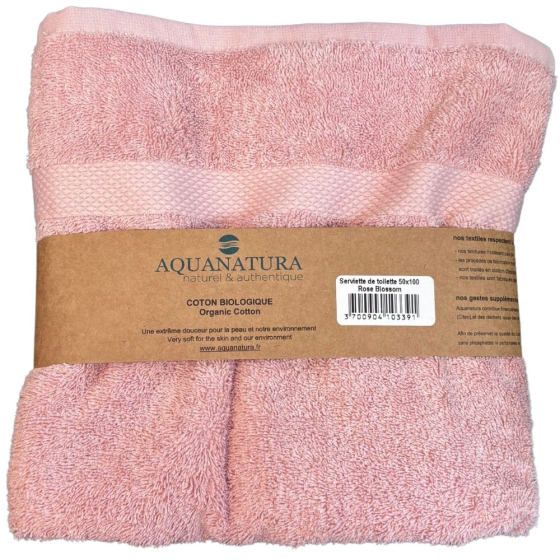 Serviette de toilette coton bio coloris rose blossom