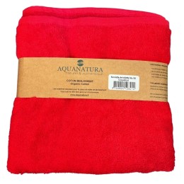 Serviette de toilette coton bio coloris coquelicot