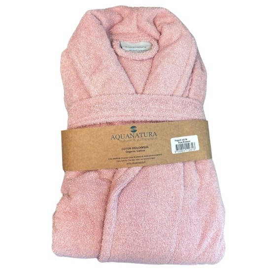 Peignoir en coton Bio, coloris rose blossom, Taille M