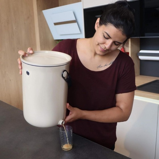 Lot de 2 composteurs Bokashi Organko 2 – 9,6 L – Blanc crème – Activateur inclus