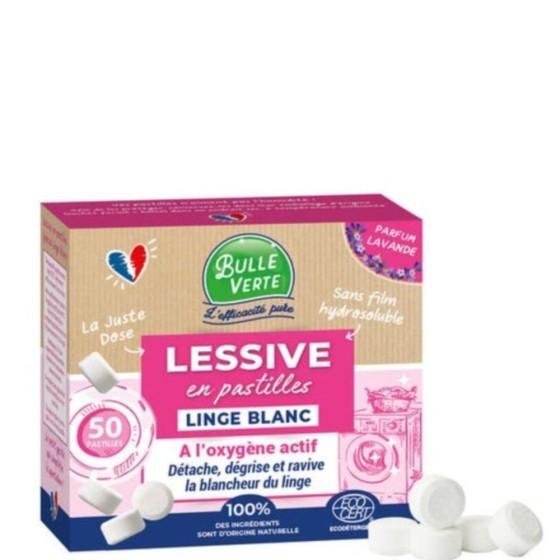 Lessive linge blanc en pastilles 5 g - 50 doses