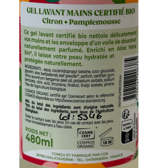 Gel lavant mains citron orange - 480 ml